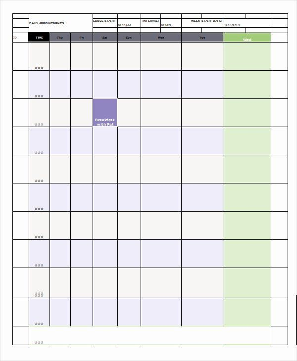 Daily Appointment Schedule Template Awesome Daily Calendar with 5 Day Calendar Template Word