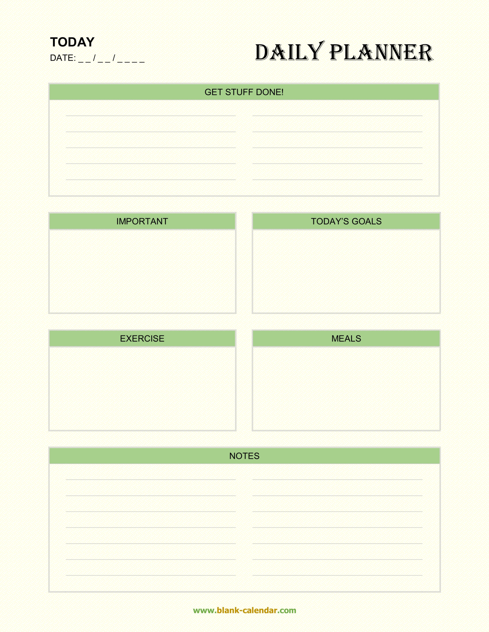 Daily Planner Templates (Word, Excel, Pdf) inside Excel Day Planner