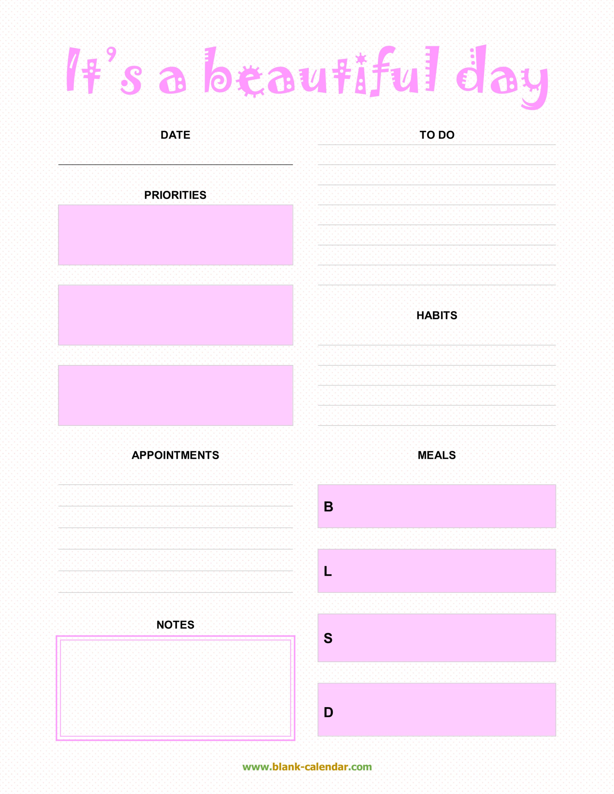 Daily Planner Templates (Word, Excel, Pdf) intended for Daily Agenda Template Word