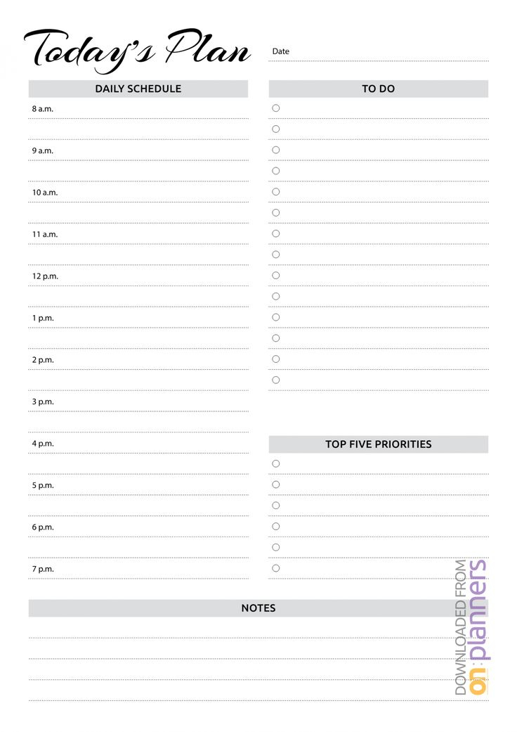 Daily Planner With Hourly Schedule &amp; Todo List  Ampm for Am Pm Schedule Template