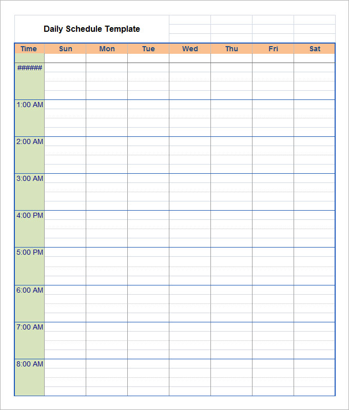 Daily Schedule Template  Wanew with regard to Daily Agenda Template Word