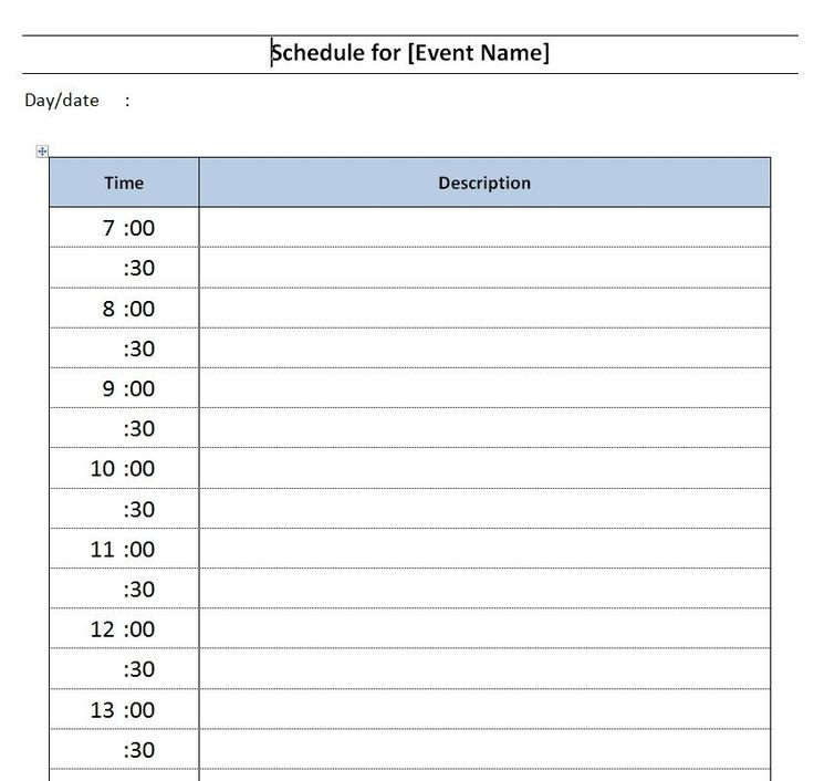 Daily Schedule Template Word Great Daily Event Schedule for Daily Agenda Template Word