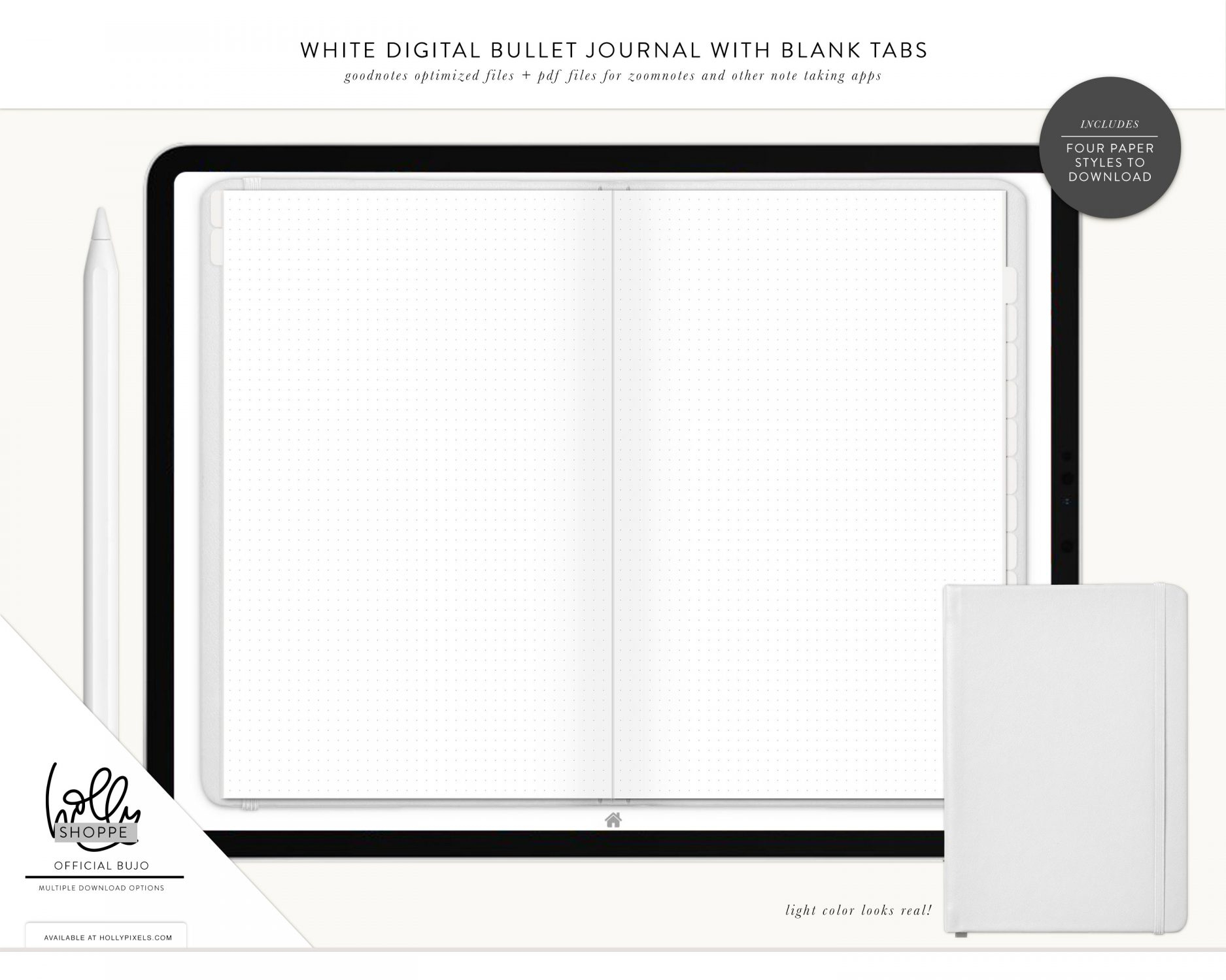 Digital Blank Bullet Journal White Cover By Holly Pixels with regard to Blank Instagram Template 2018