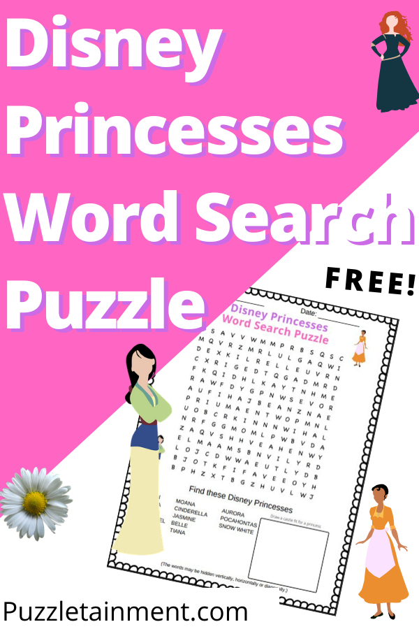 Disney Princesses Word Search Puzzle [Free Printable with Disney Word Searches Printable