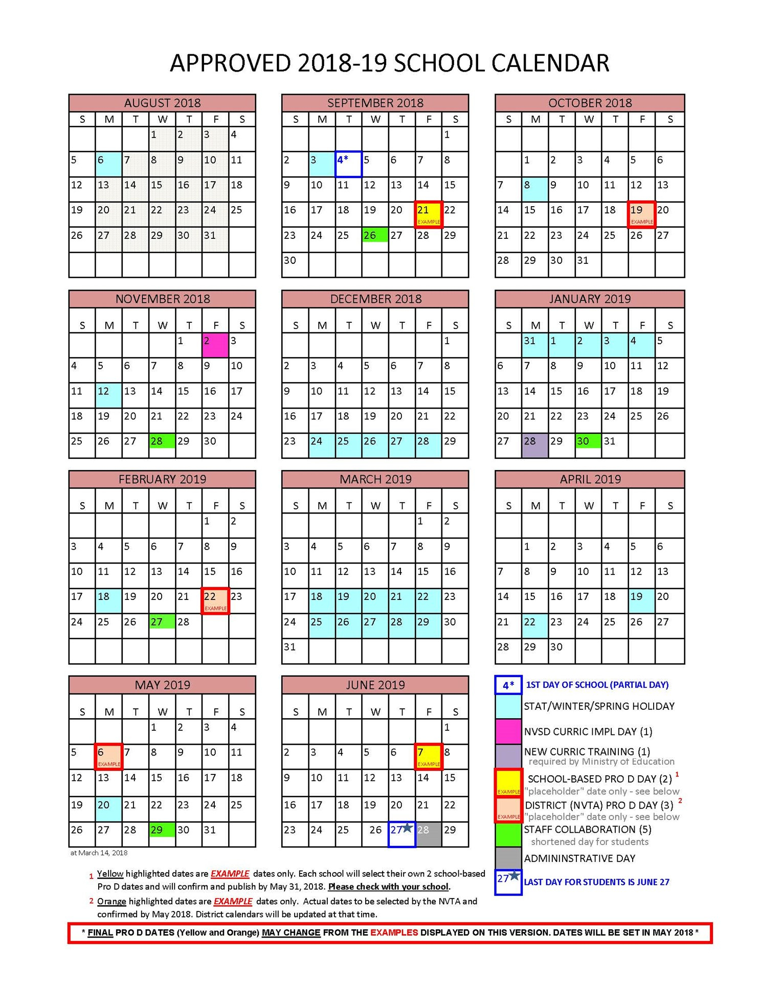 District Calendar  North Vancouver School District regarding Pb County School Calendar