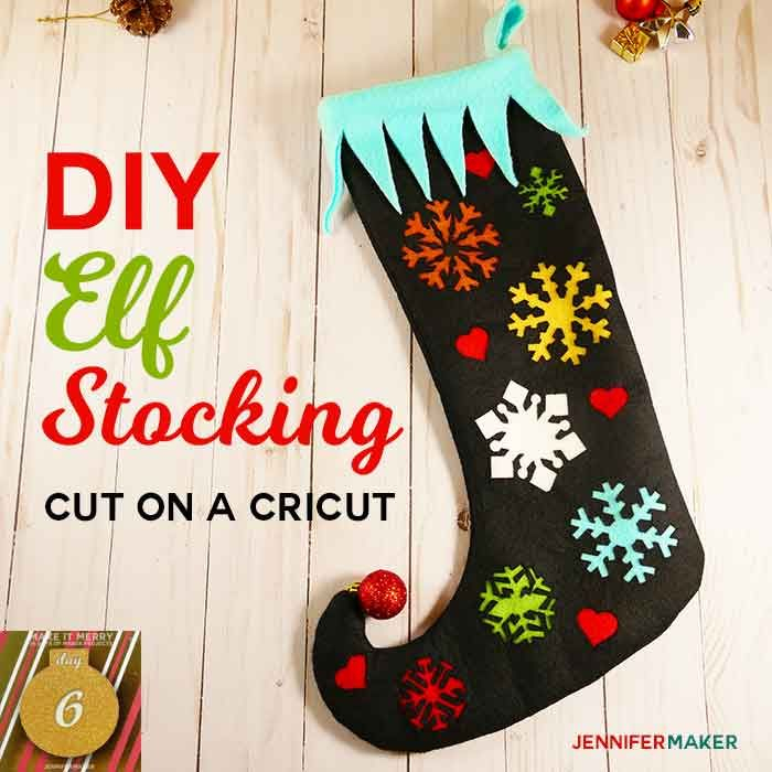 Diy Elf Stocking With A Curly Toe—Made On A Cricut in Jennifer Maker Advent Tree