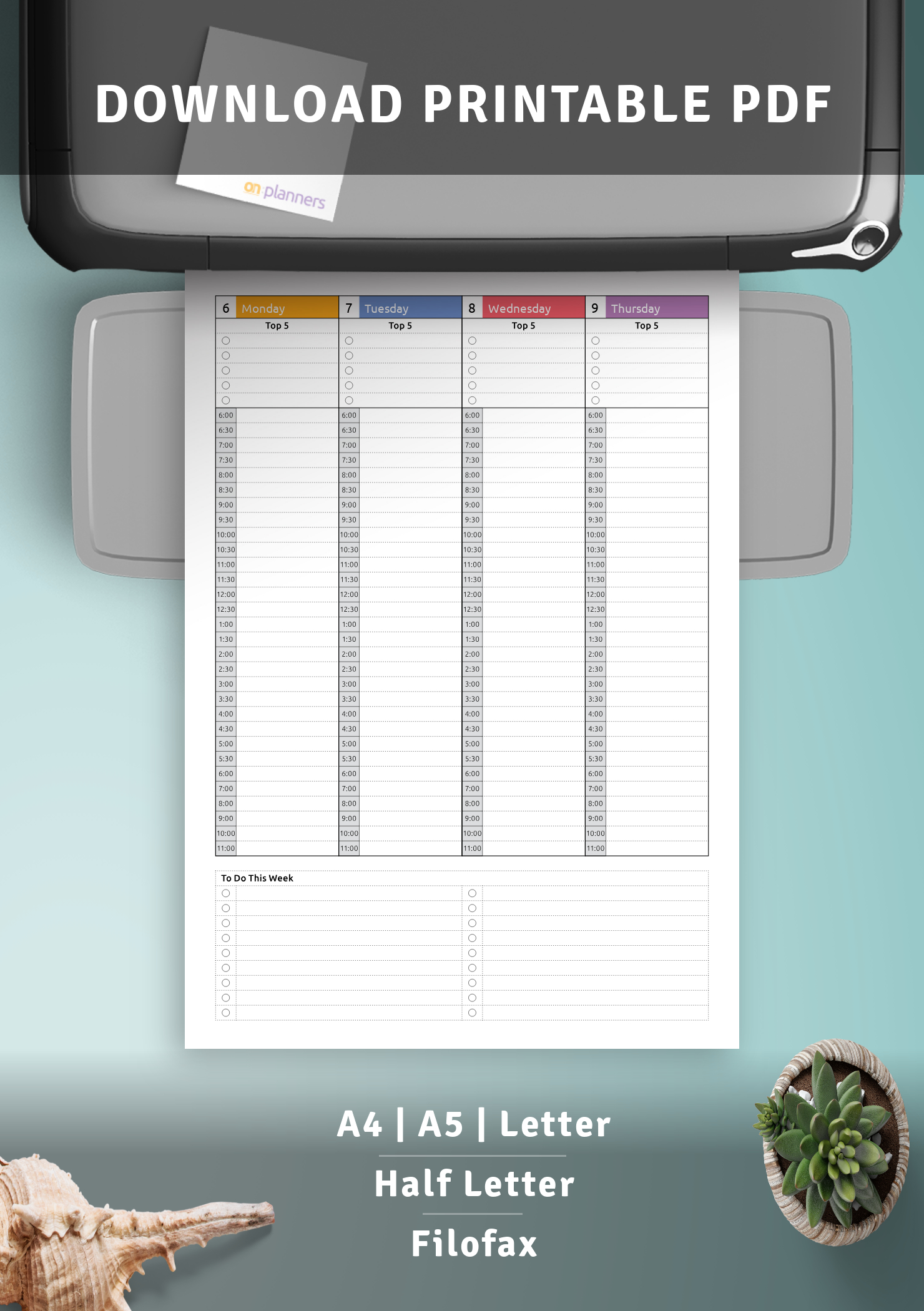 Download Printable Colored Weekly Hourly Planner Dated Pdf pertaining to Hourly Planner Pdf