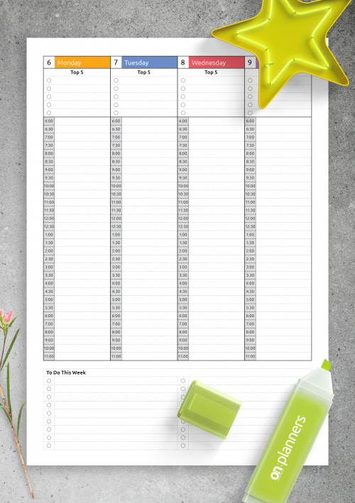 Download Printable Hourly Planner With Daily Tasks &amp; Goals Pdf for Hourly Planner Pdf