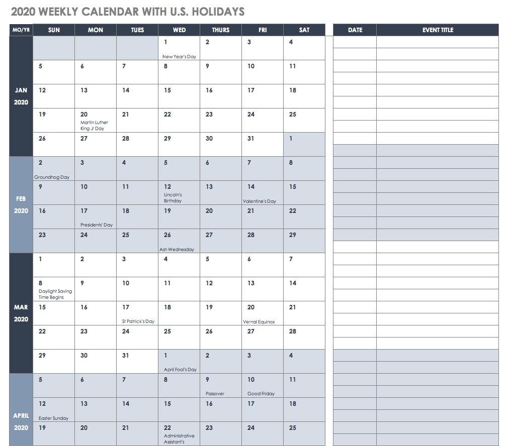 Employee Vacation Calendar Template 2020 | Calendar within Employee Vacation Calendar Excel