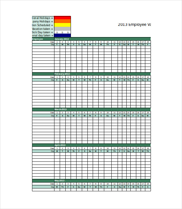 Employee Vacation Tracker  Emmamcintyrephotography with regard to Employee Vacation Calendar Excel