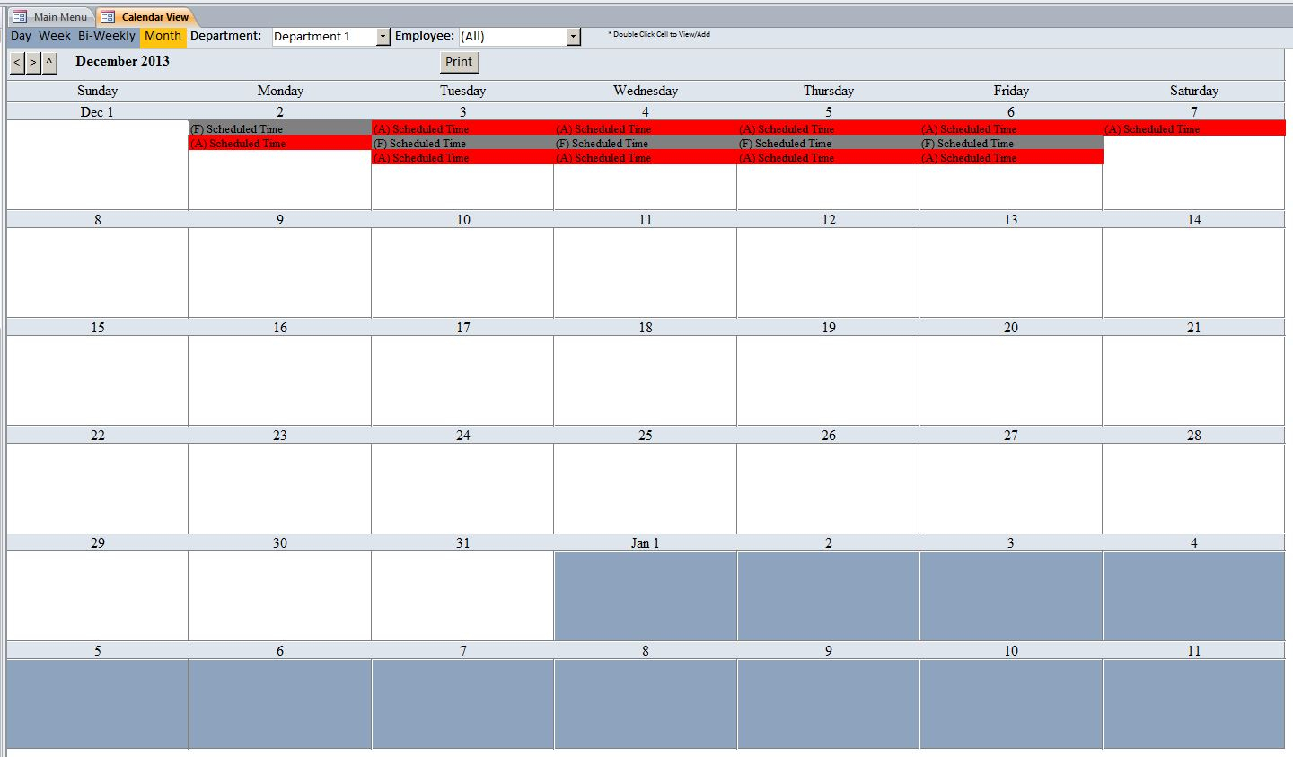 Employee Vacation Tracking Database Template | Employee with regard to Vacation Tracking Calendar