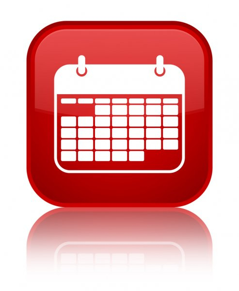 Events (Calendar Icon) Red Square Button — Stock Photo pertaining to Calendar Icon Red