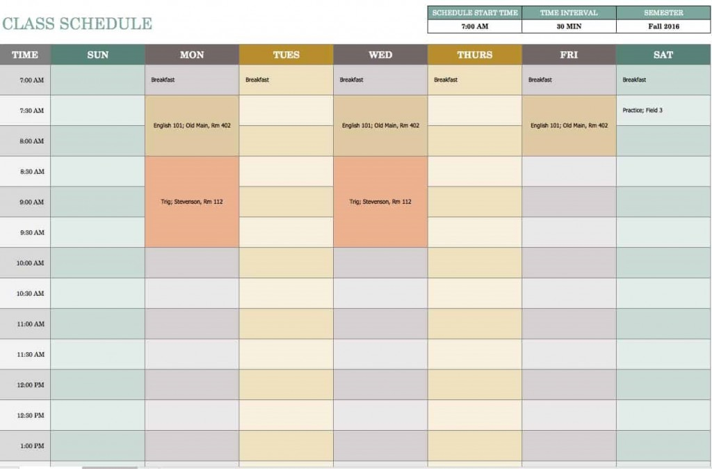 Excel Weekly Calendar Template ~ Addictionary for Excel Week Calendar Template