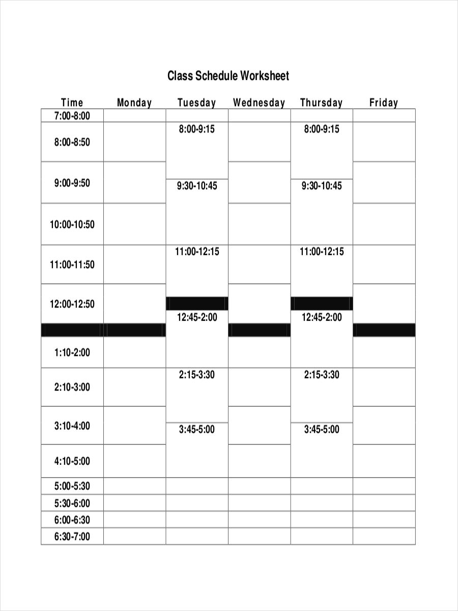 Free 10+ Weekly Schedule Examples &amp; Samples In Pdf for Weekly Class Schedule Template