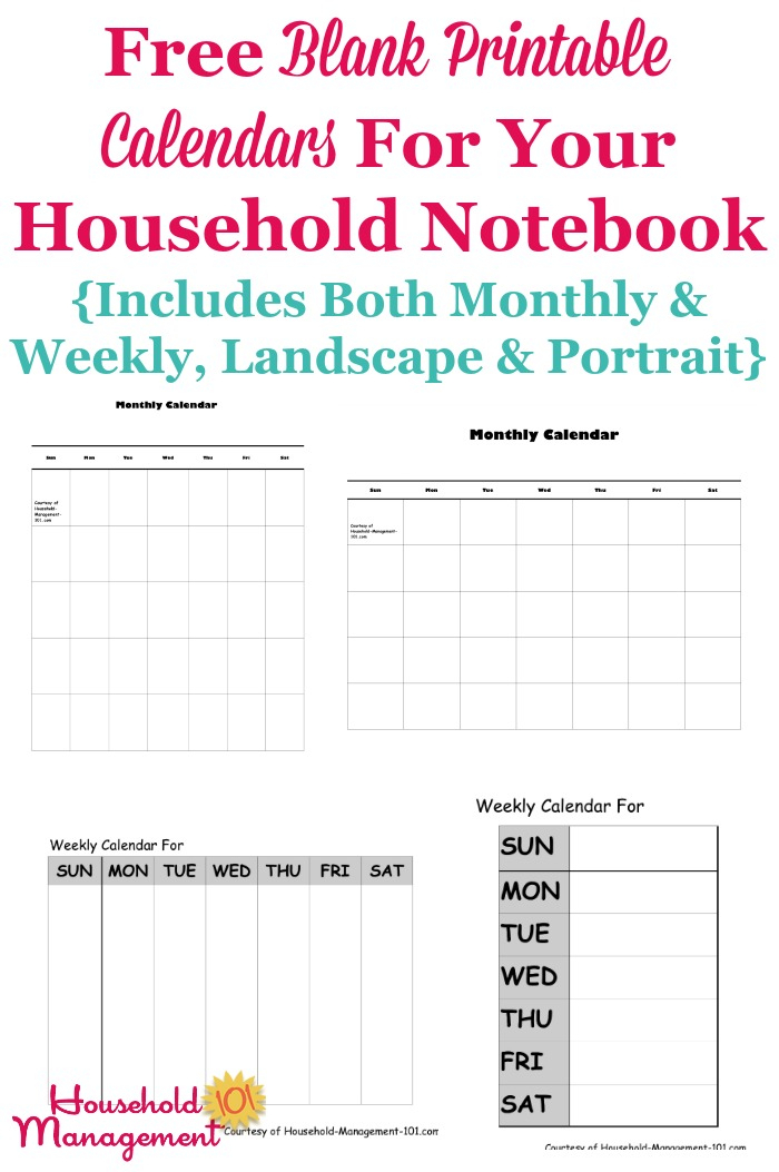 Free Blank Printable Calendars For Your Household Notebook throughout Calendar To Fill In