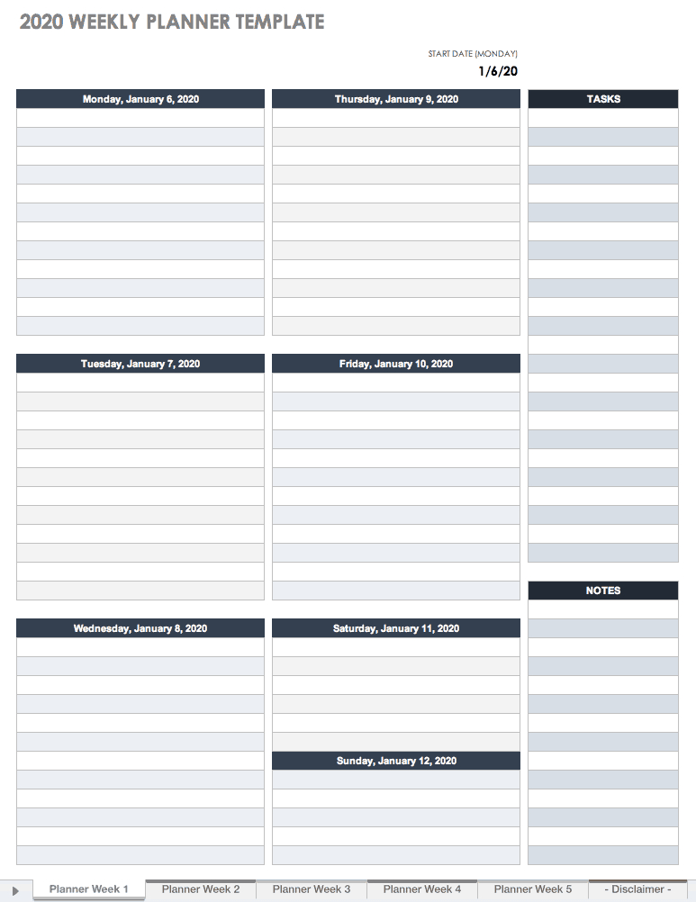 Free Excel Calendar Templates with Excel Week Calendar Template