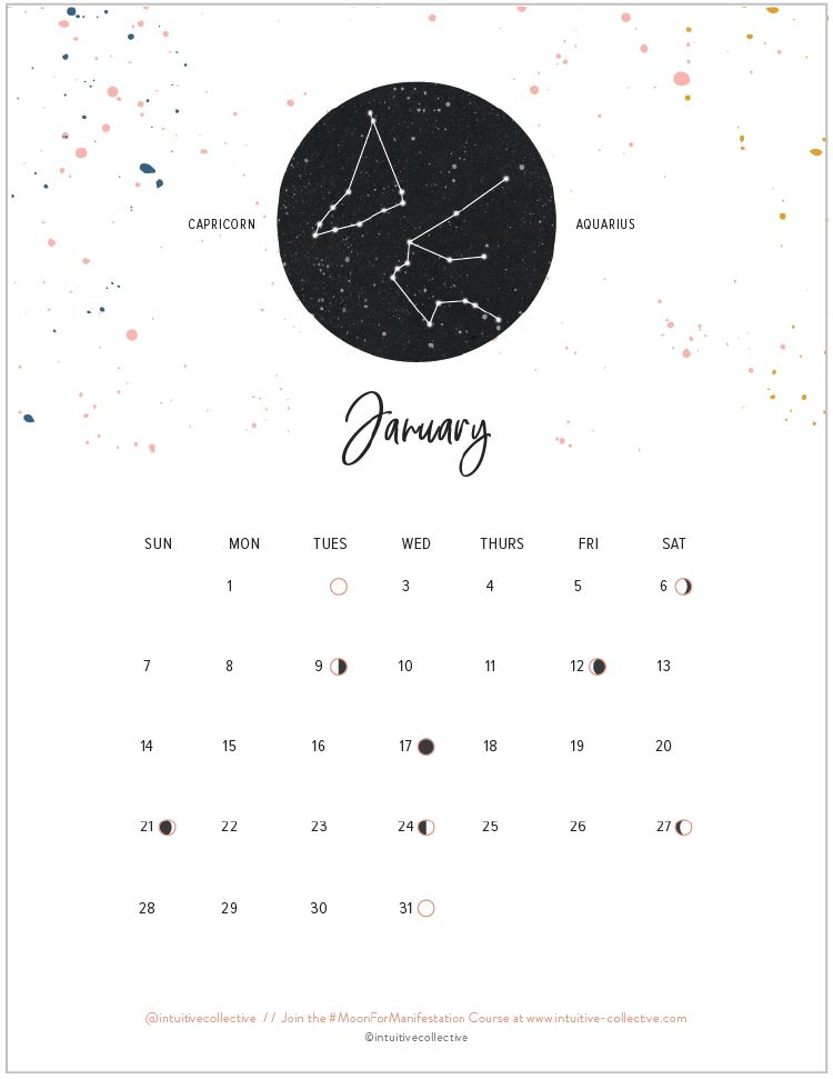 Free Full 2018 Printable Calendar  Moon Phases &amp; Zodiac pertaining to Lunar Calendar For Cockfighting 2018