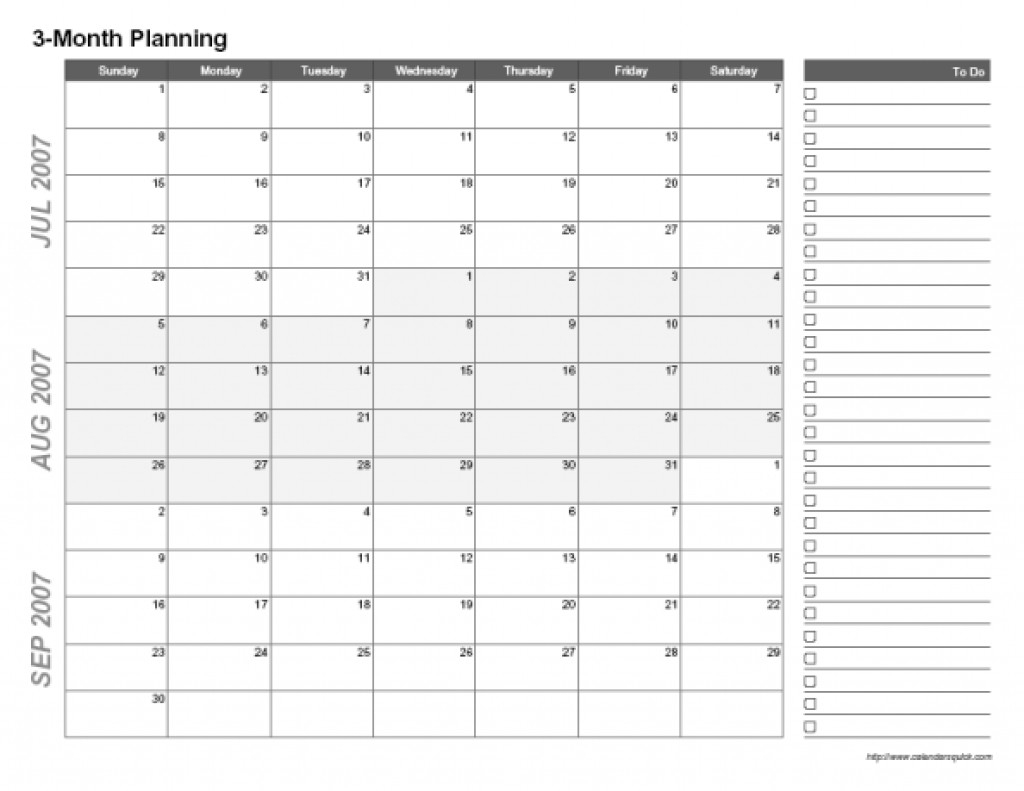 Free Printable Blank 3 Month Calendar  Template Calendar intended for Print 3 Month Calendar