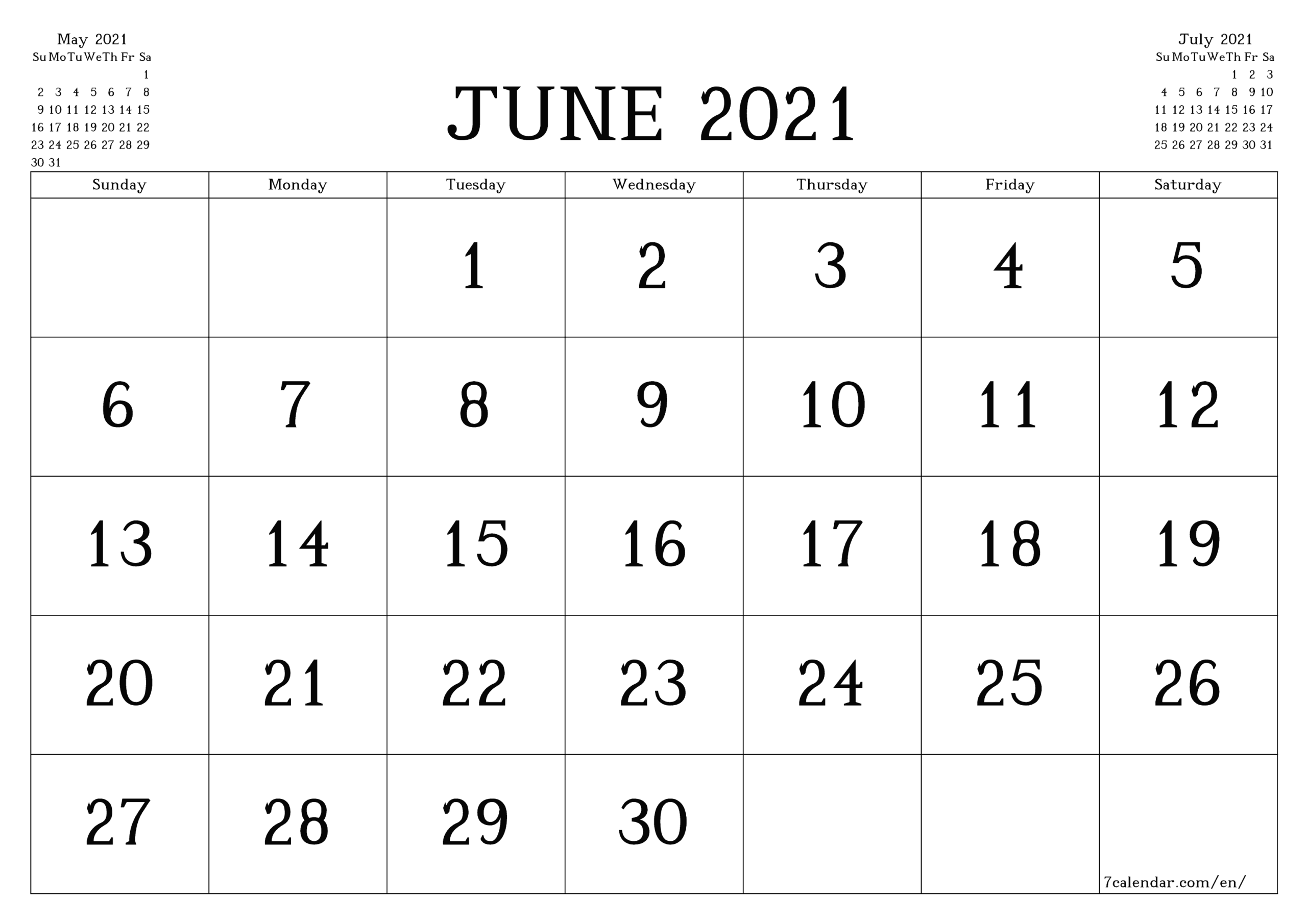 Free Printable Blank Monthly Calendar And Planner For June within 3 Month Printed A3 Calendar 2021
