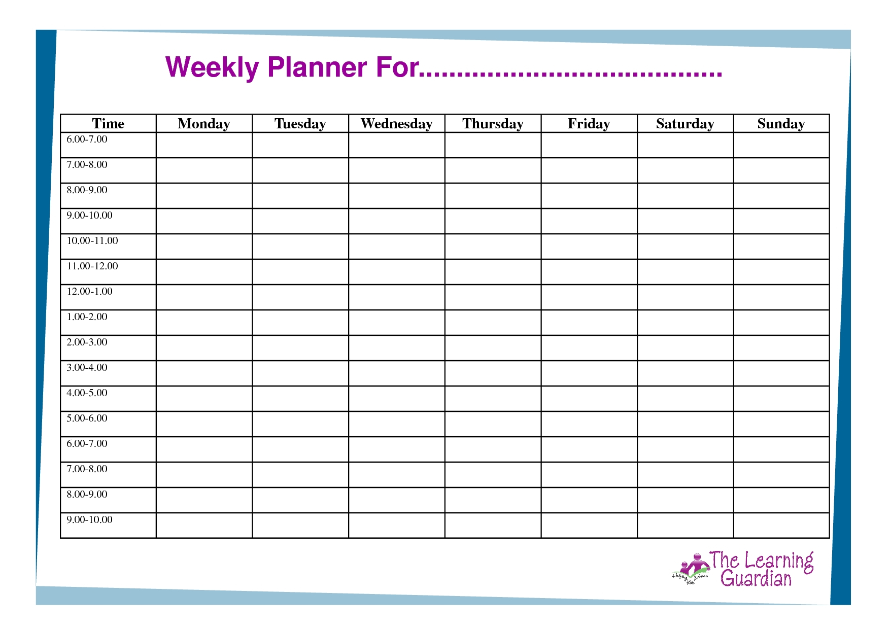 Free Printable Calendar With Time Slots | Ten Free in Weekly Calendar With Time