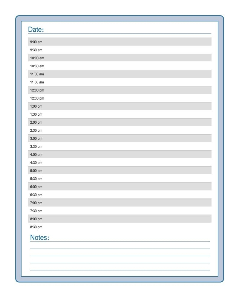Free Printable Calendar With Time Slots | Ten Free pertaining to Weekly Calendar With Time Slots Template
