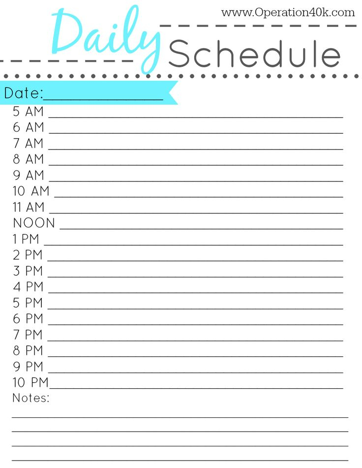 Free Printable Daily Schedule | Daily Schedule Template within 5 Day Calendar Template Word