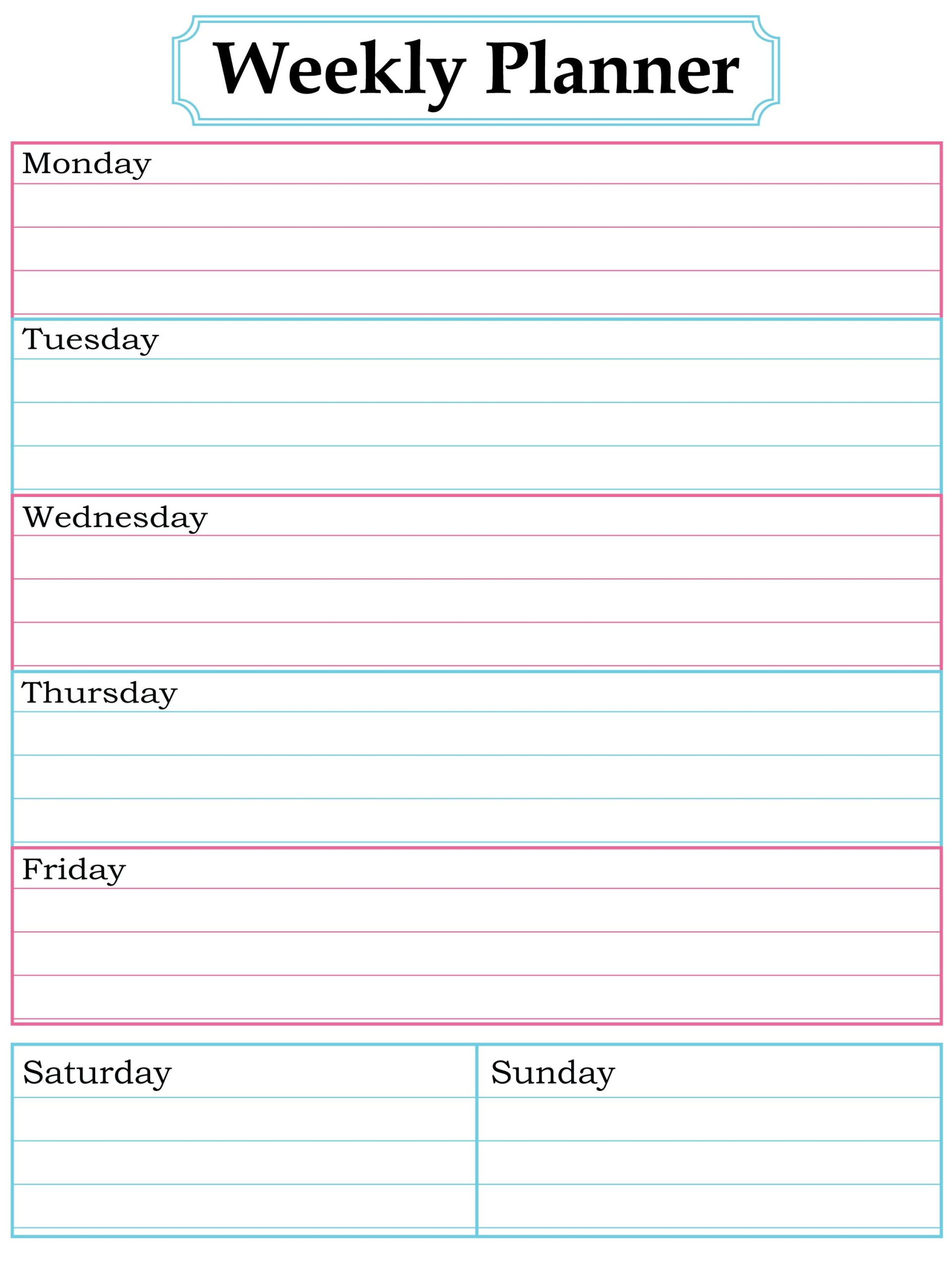 Free Weekly Schedule Tes For Word And Blank Printable inside 5 Day Calendar Template Word