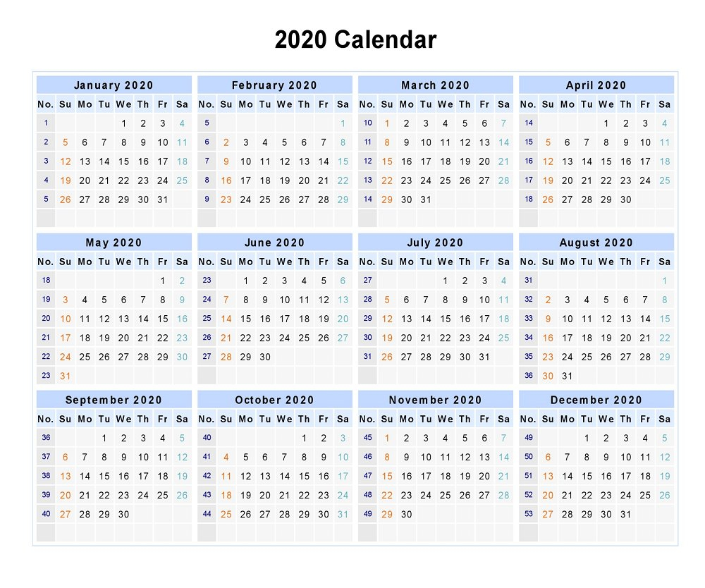 Free Yearly Printable Calendar 2020 With Holidays with Blank 12 Month Calendar