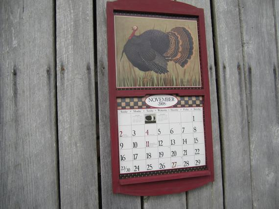 Handmade Calendar Holder In Antique Barn Red Large regarding Calendar Frames And Holders
