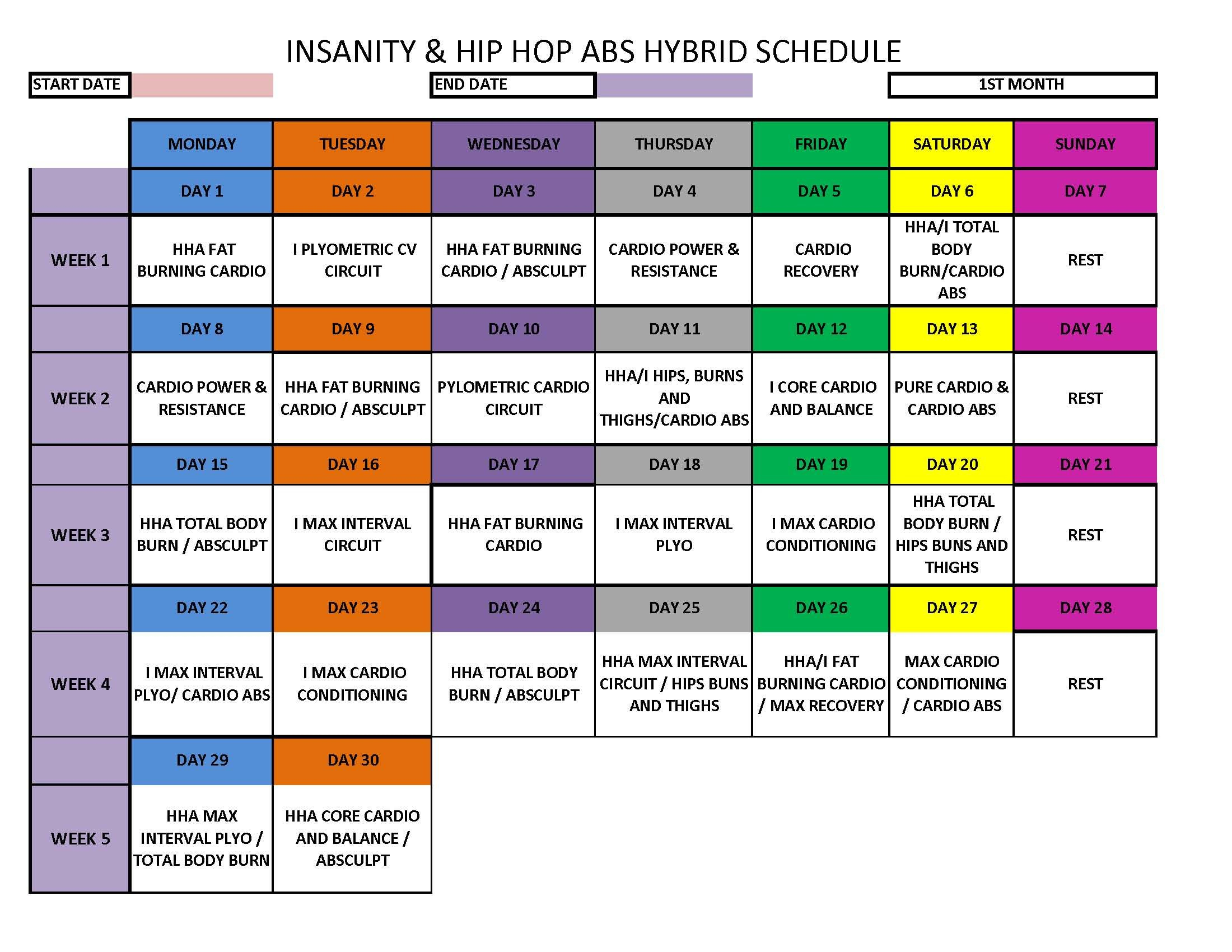 Hip Hop Abs Calendar | Calendar For Planning throughout Hip Hop Abs Schedule