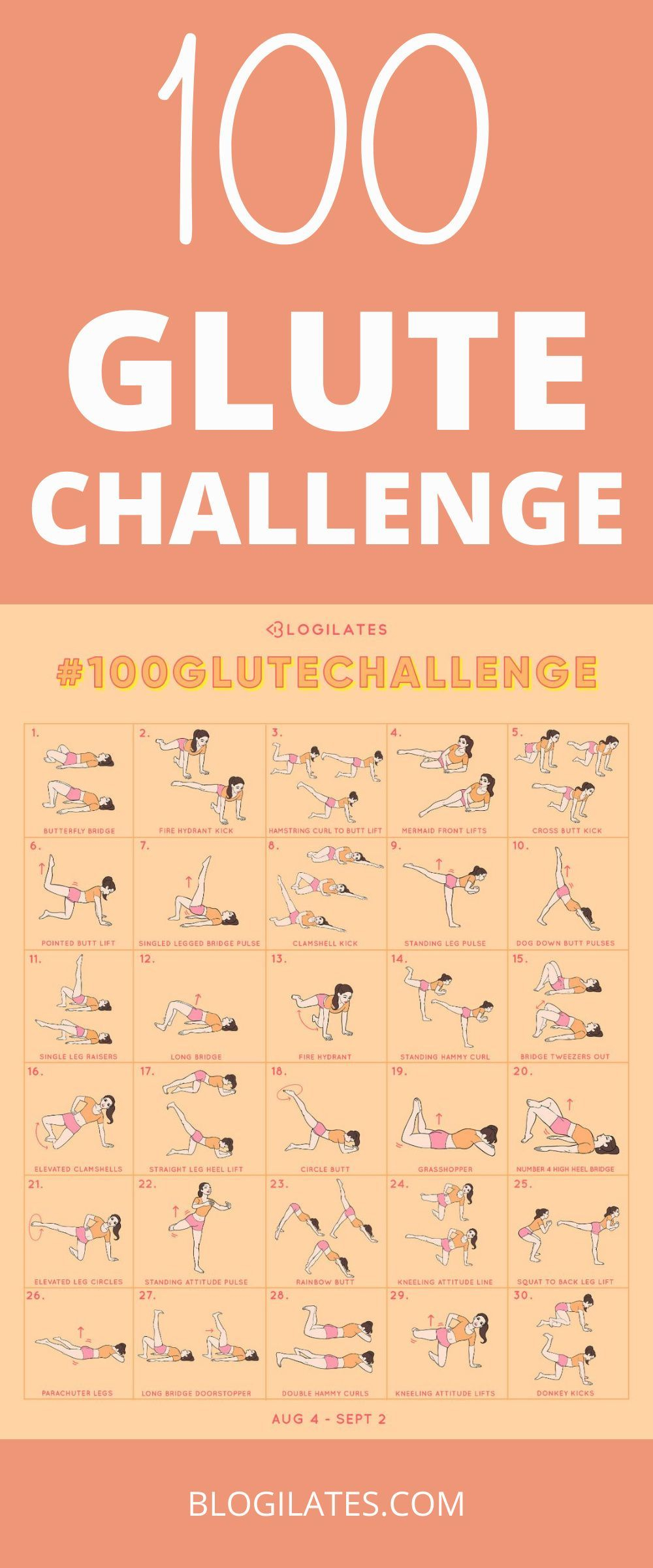 I&#039;M Taking The 100 Glute Challenge. You In?  Blogilates intended for Blogilates Thigh Challenge