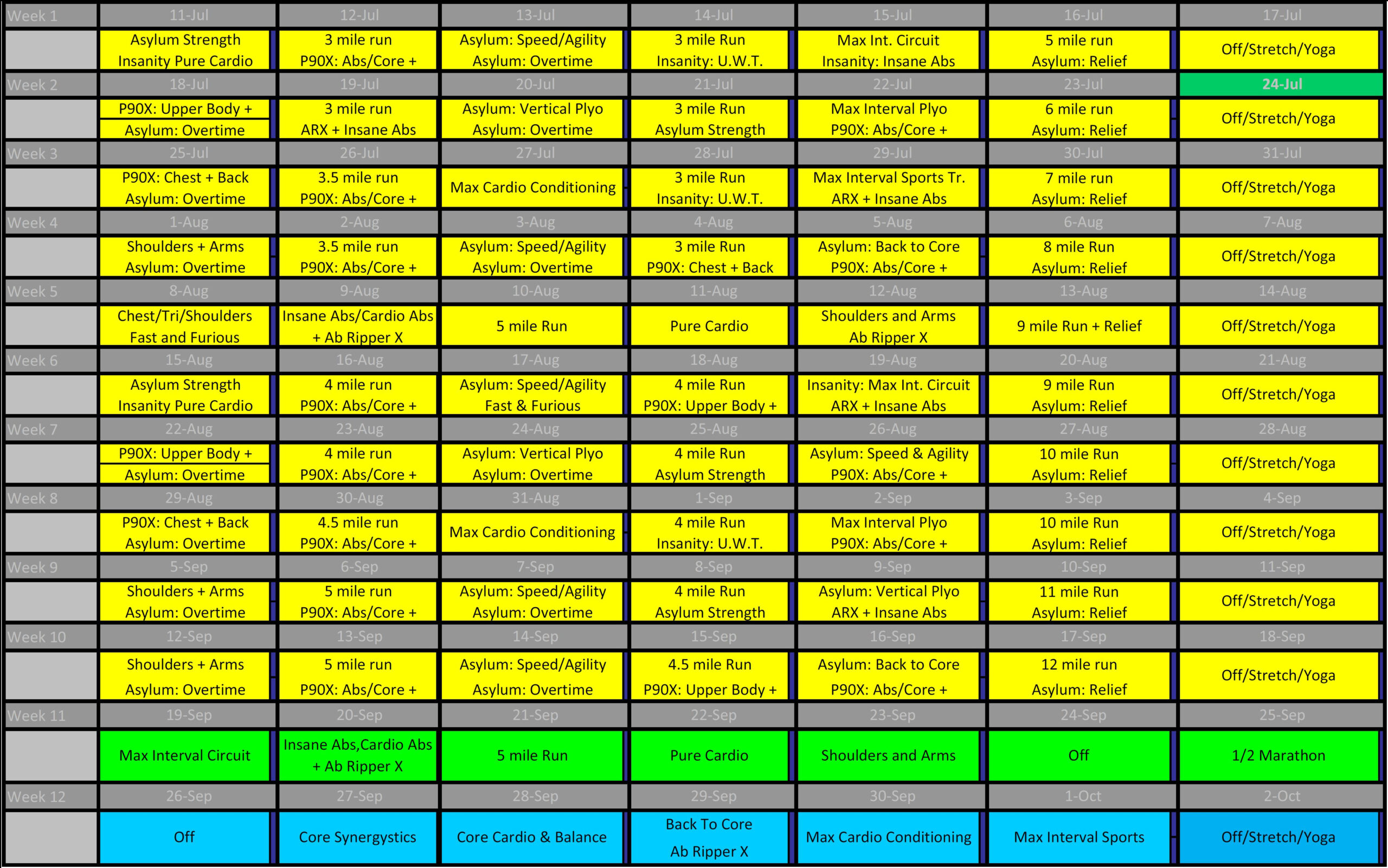 Body Beast Insanity Max 30 Hybrid Calendar for Planning