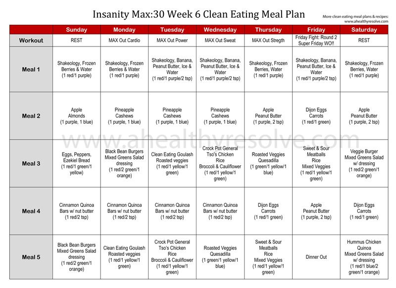 Insanity Max:30 Clean Eating Meal Plan Www.ahealthyresolve in Insanity Max 30 Meal Plan
