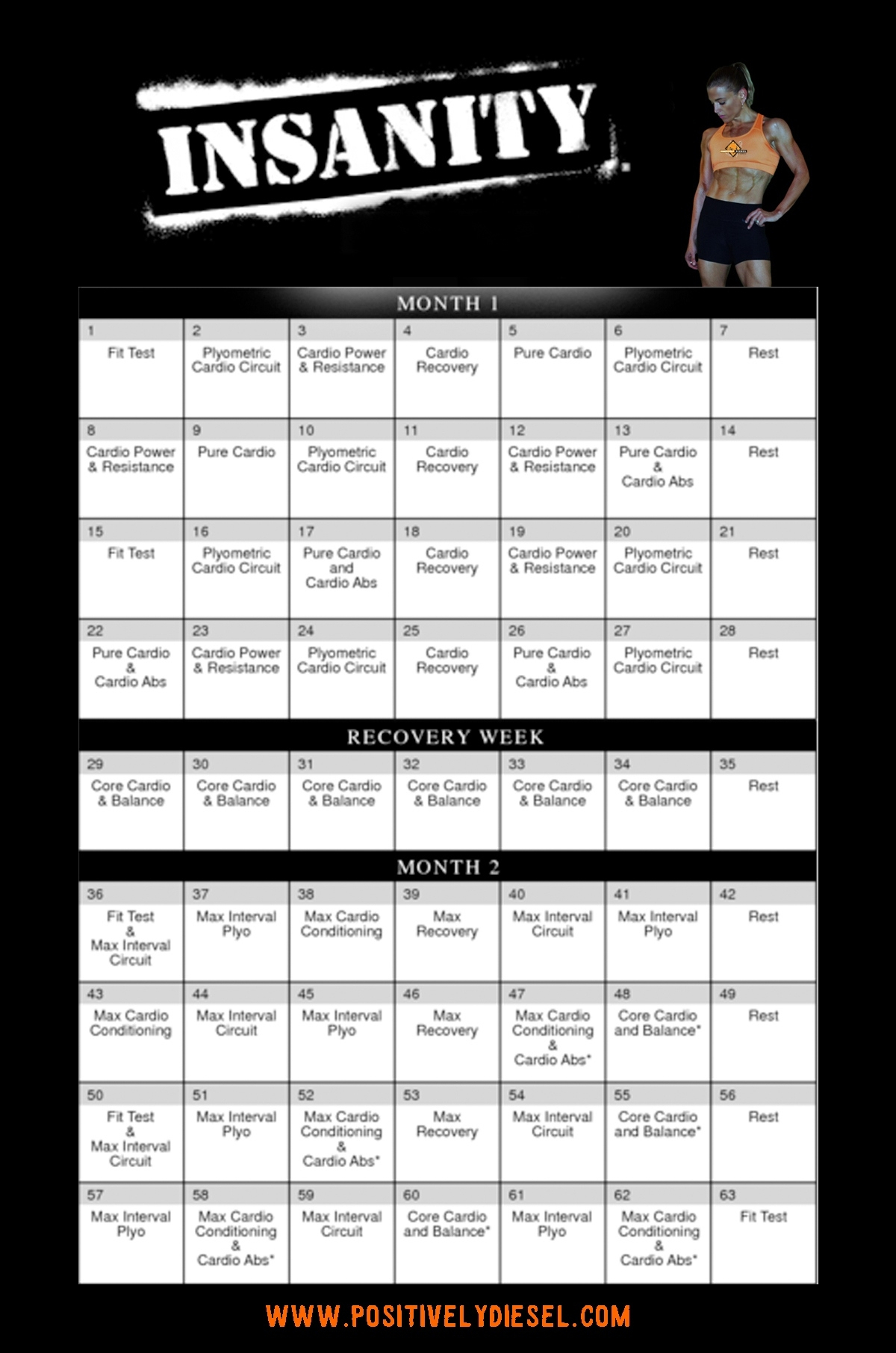Insanity Month One Printable | Example Calendar Printable inside Insanity Max Calendar Pdf