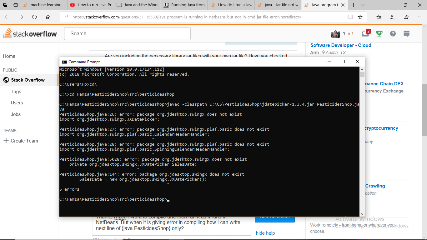 Java Program Is Compiling In Netbeans But Not In Cmd with regard to Datepicker In Java Swing