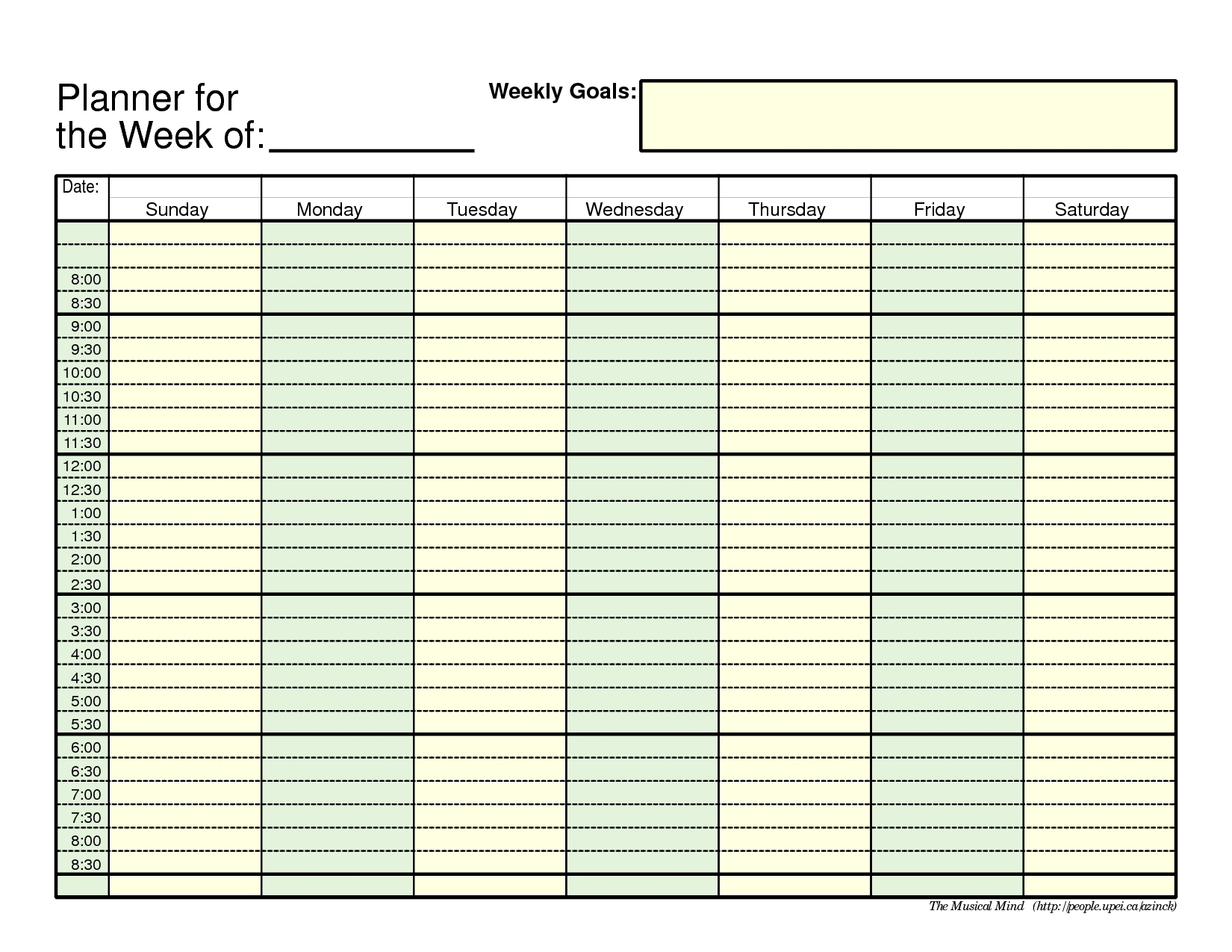 Large 7 Day Printable Schedules  Calendar Inspiration Design in 7 Day Calendar Template