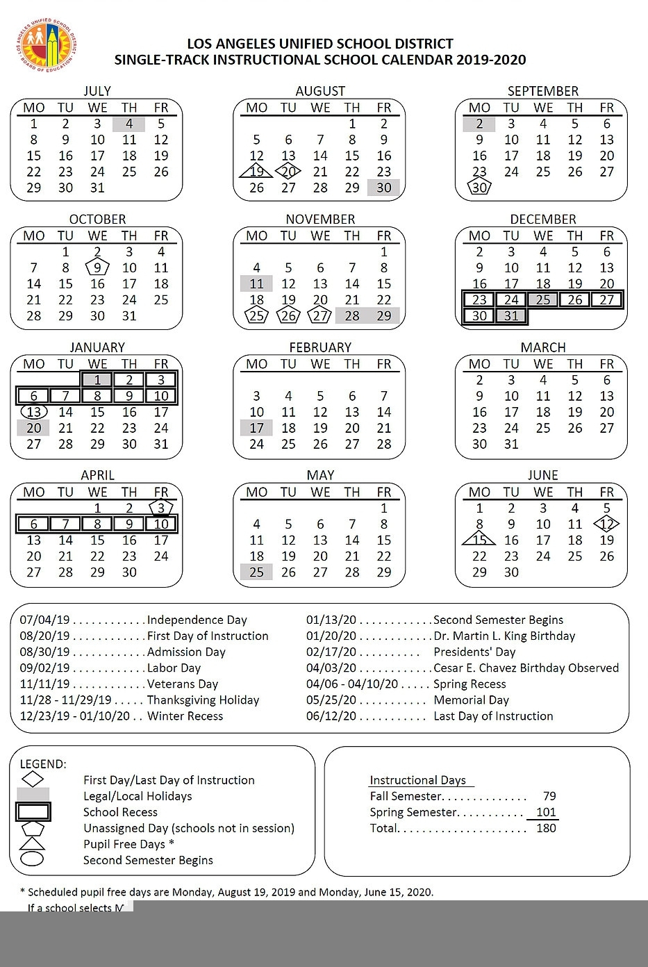 Lausd Calendar 20202021 | Free Printable Calendar inside Quadax 2021 Julian Calendar