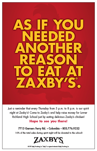 Lower Richland High School Ptsa: Zaxby&#039;S Lr Spirit Night! with Richland 2 School Calendar