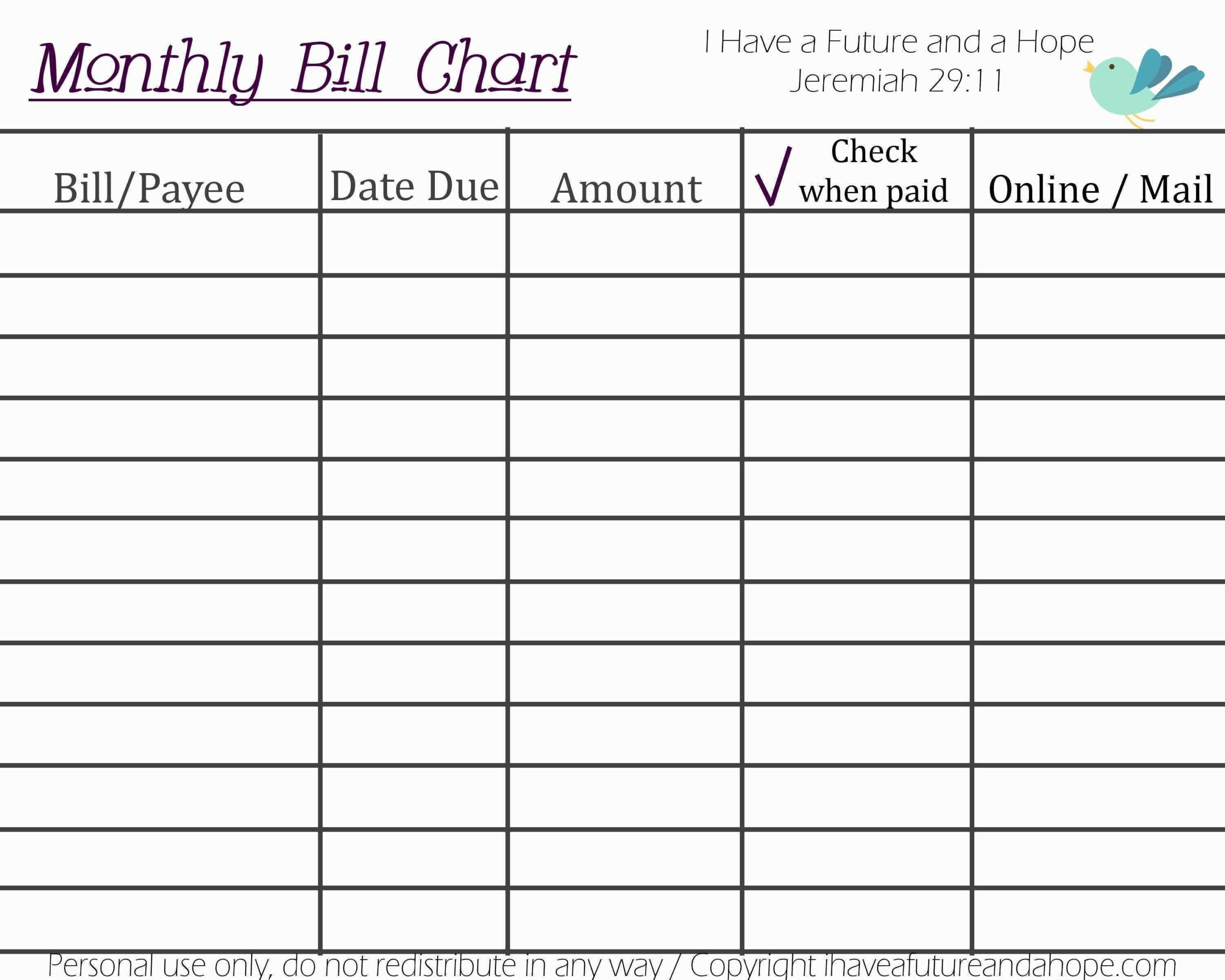 Monthly Bill Calendar Template Fresh Bill Calendar intended for Monthly Bill Chart Printable
