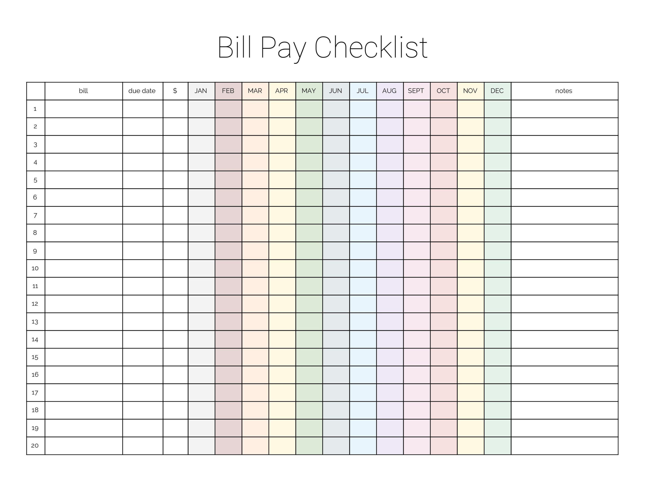 Monthly Bill Payment Checklist {Printable | Bill Payment pertaining to Monthly Bill Chart Printable
