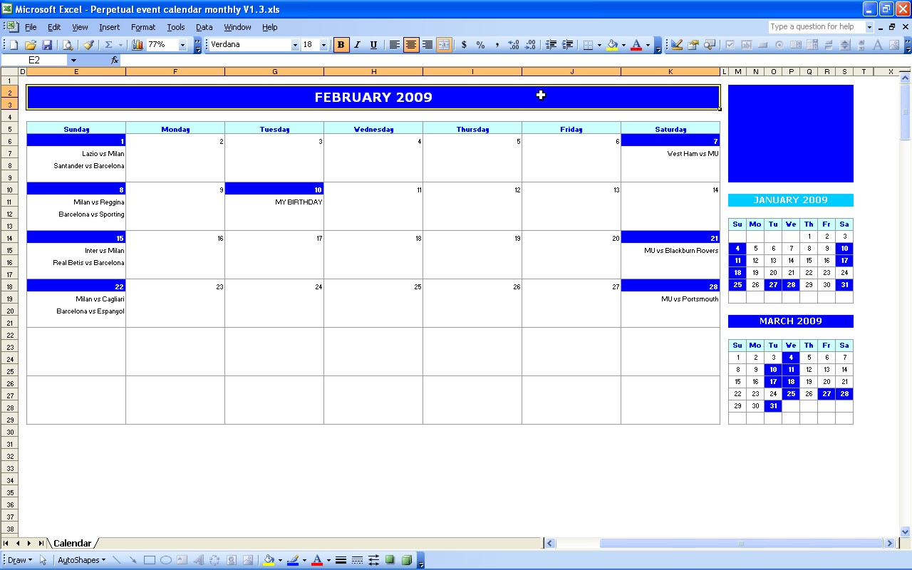 Monthly Event Calendar Template inside Quarterly Calendar Excel