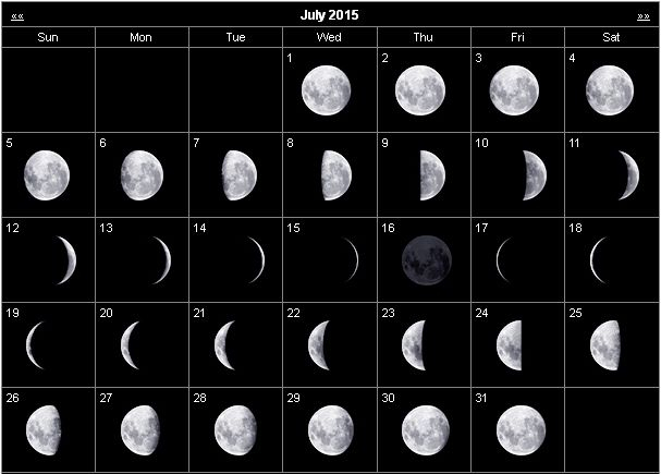 Monthly Stargazing Calendar For July 2015  Cosmobc for Calendar 12 Moon Phases