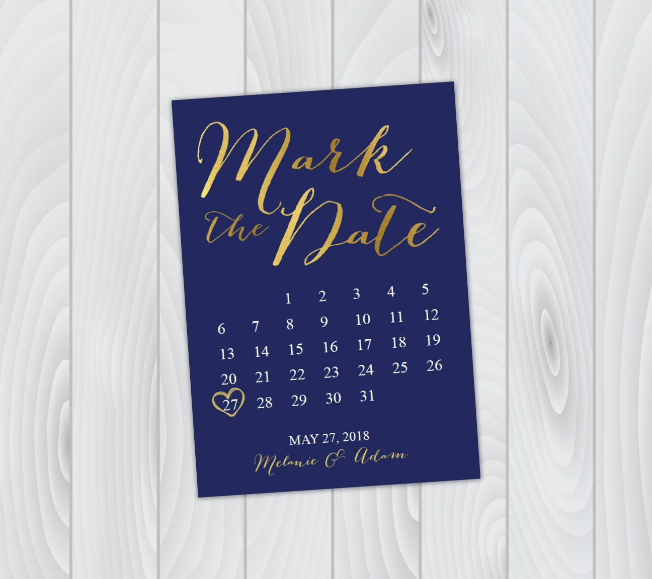 Navy Blue &amp; Metallic Gold Save The Date Calendar Template regarding Please Mark Your Calendar And Save The Date