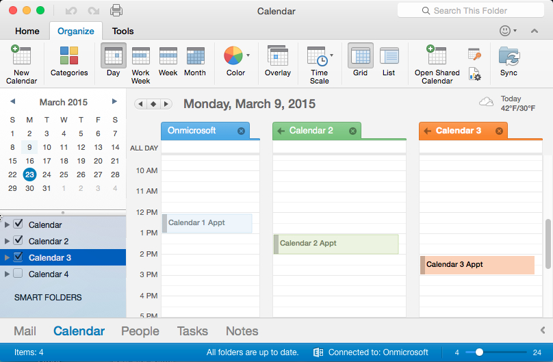 outlook calendar view