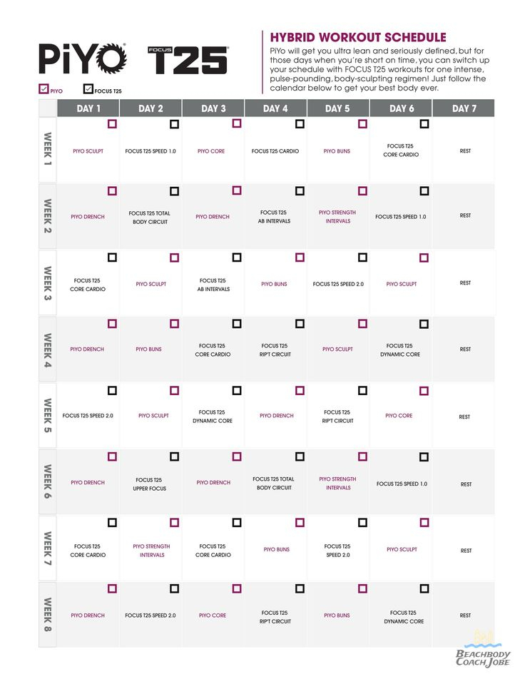 Piyo 21 Day Fix Hybrid Calendar Calendar for Planning