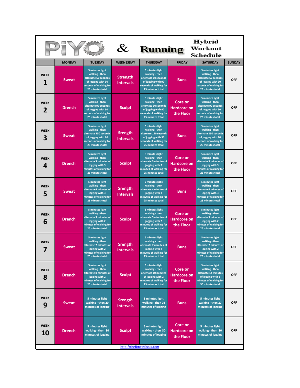 Piyorunninghybridworkoutcalendar.pdf  Google Drive pertaining to Piyo 21 Day Fix Hybrid Calendar