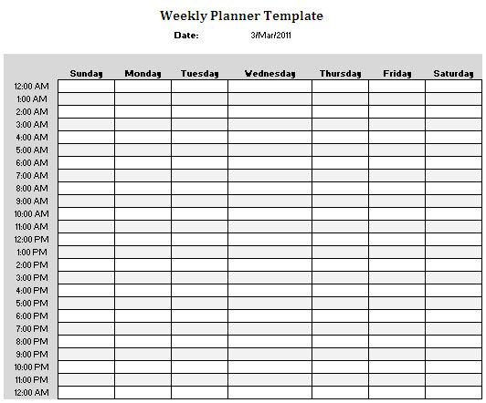 Planner Templates | Weekly Planner Template, Hourly regarding Am Pm Schedule Template