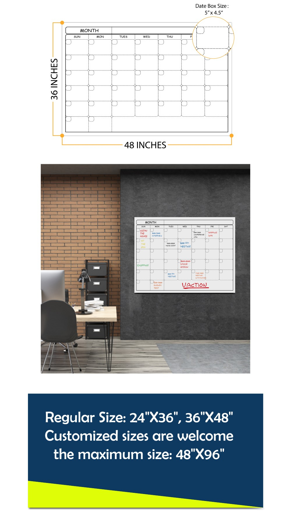 Premium Dry Erase White Board Calendar Whiteboard Planner intended for Printed Planner Whiteboards