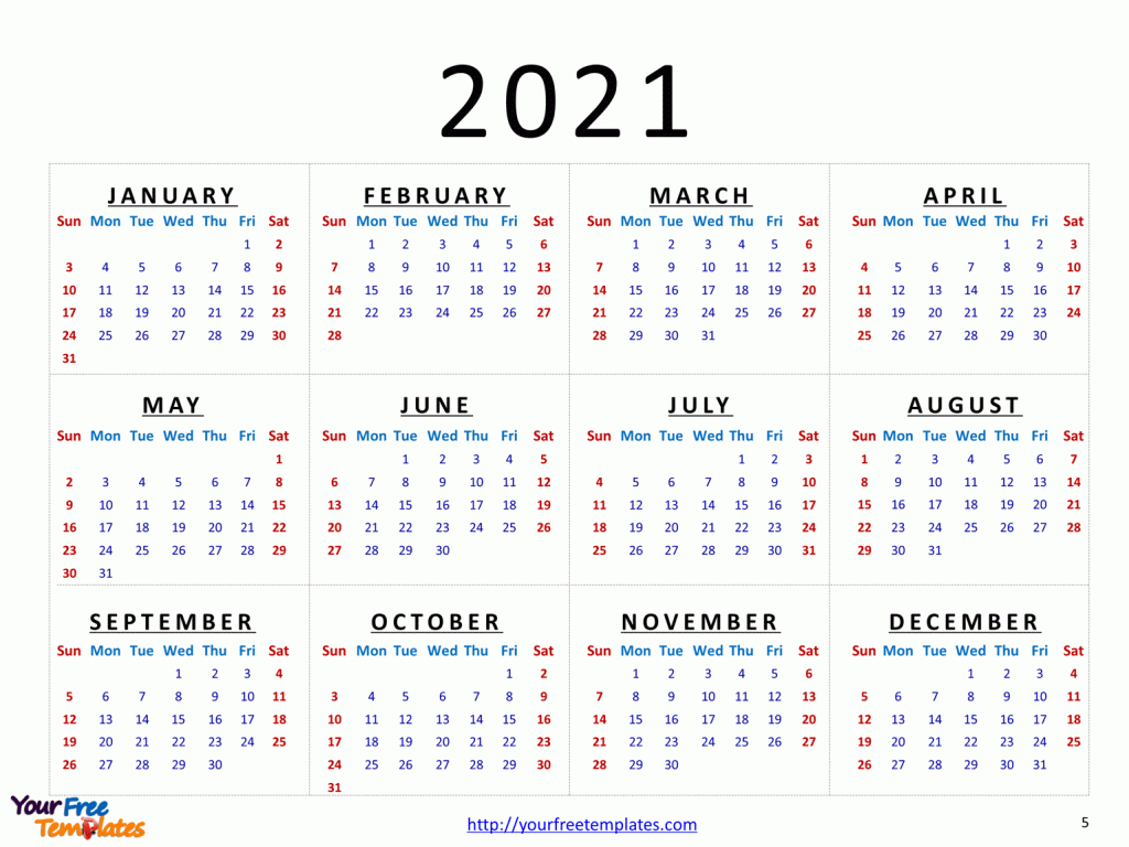Printable Calendar 2021 Template  Free Powerpoint Templates pertaining to Printable 3 Months At A Time Calendar 2021