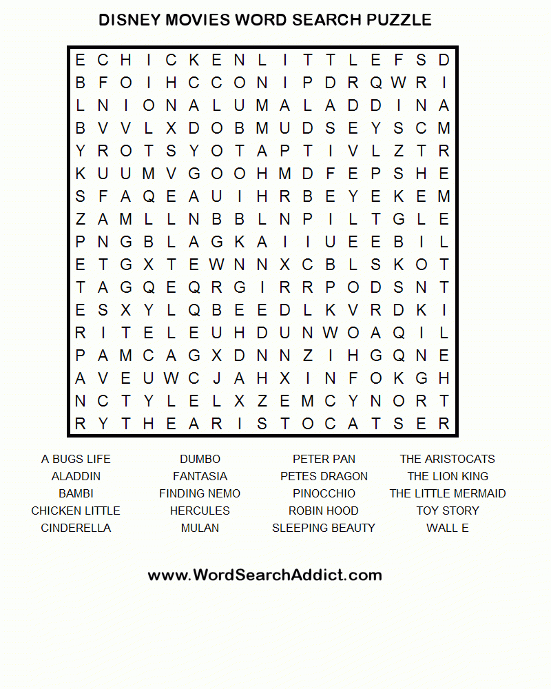 Printable Hangman Puzzles | Printable Crossword Puzzles with regard to Disney Word Searches Printable